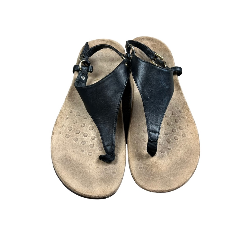 Vionic black leather T strap‎ women’s sandals SZ 9.5 - Picture 2 of 6